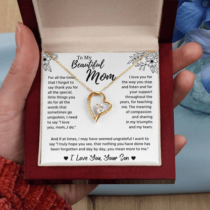 To My Mom Necklace, Mom Birthday Gifts With Message Card