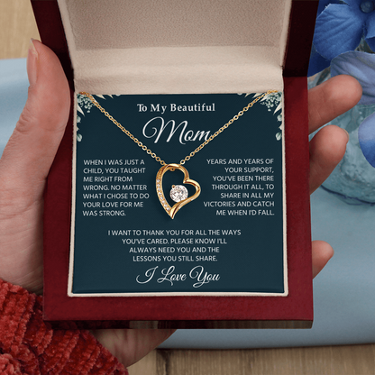 To My Mom Necklace, Sentimental Jewelry Gift From Son With Heartfelt Message