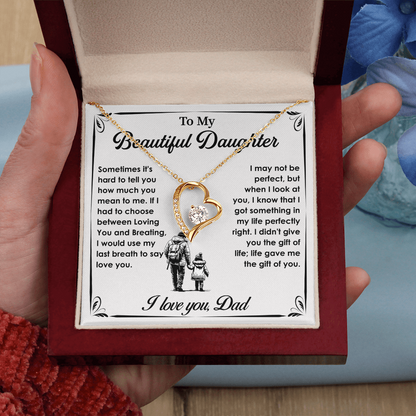 To My Daughter Gifts - Daughter Forever Love Necklace, Daughter Gifts Idea, Gifts for Daughter, Daughter Necklace Gift