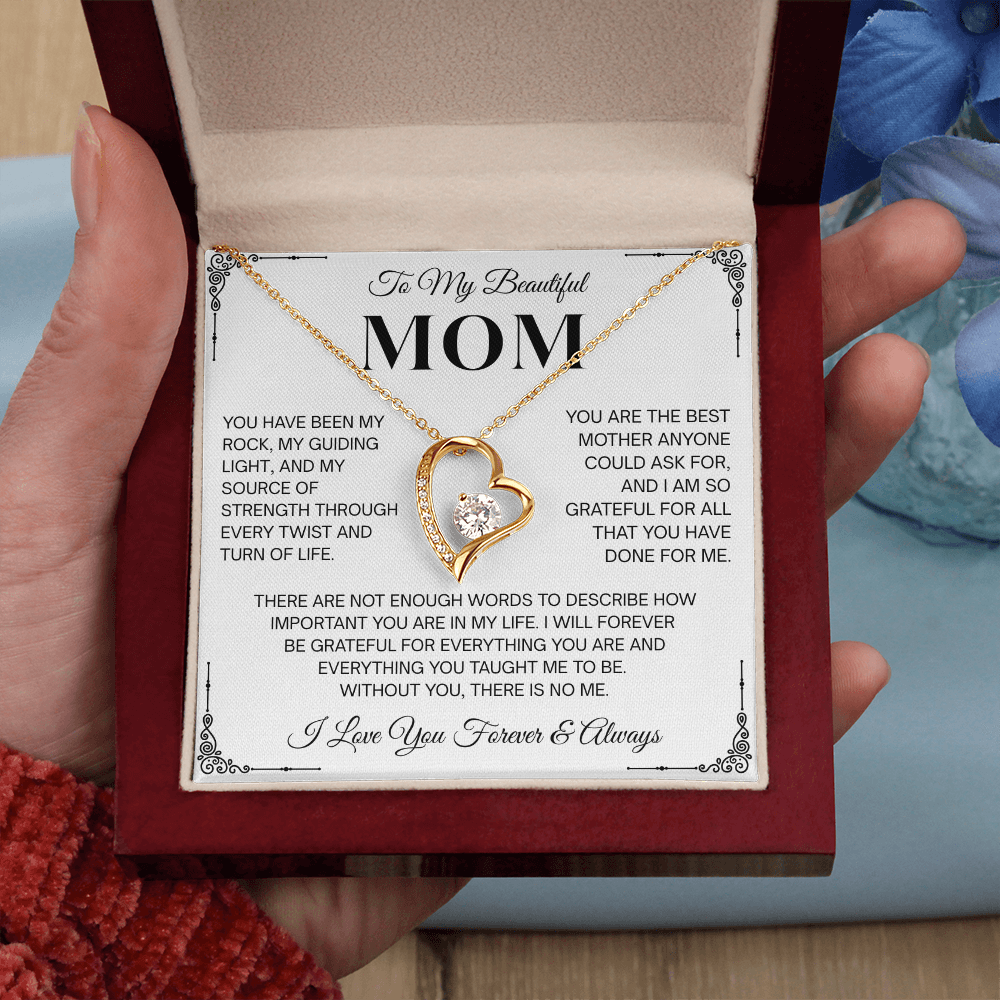 To My Beautiful Mom Heartfelt Necklace – Forever Love Keepsake Gift