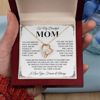 To My Beautiful Mom Heartfelt Necklace – Forever Love Keepsake Gift