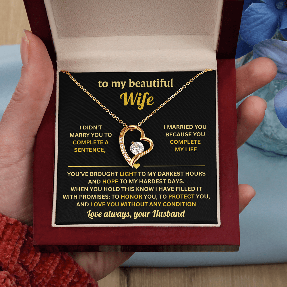 To My Wife Necklace from Husband, Wife Birthday Gifts