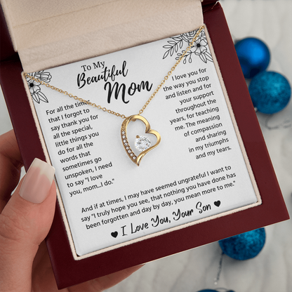To My Mom Necklace, Mom Birthday Gifts With Message Card