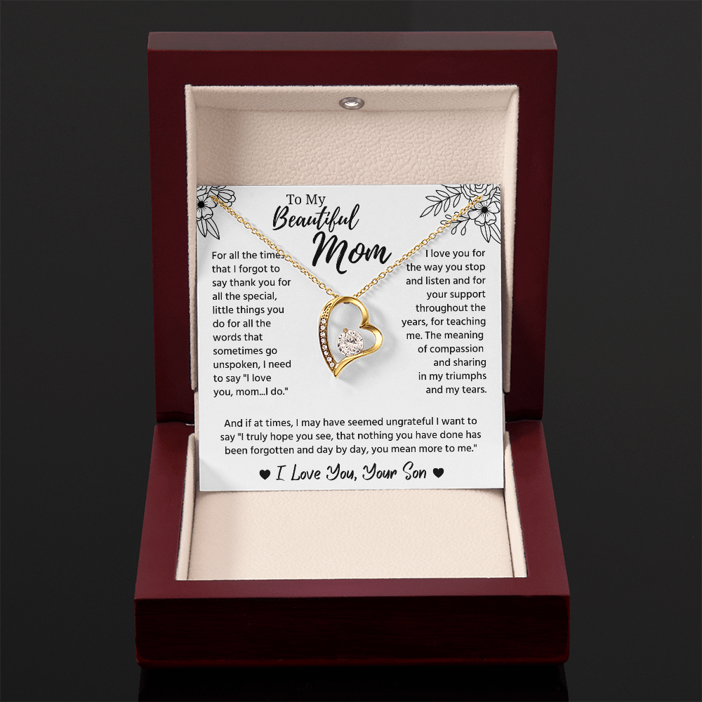 To My Mom Necklace, Mom Birthday Gifts With Message Card