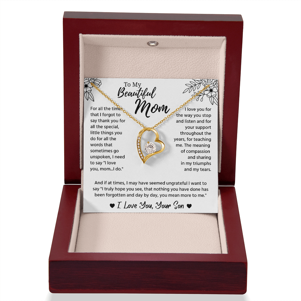 To My Mom Necklace, Mom Birthday Gifts With Message Card