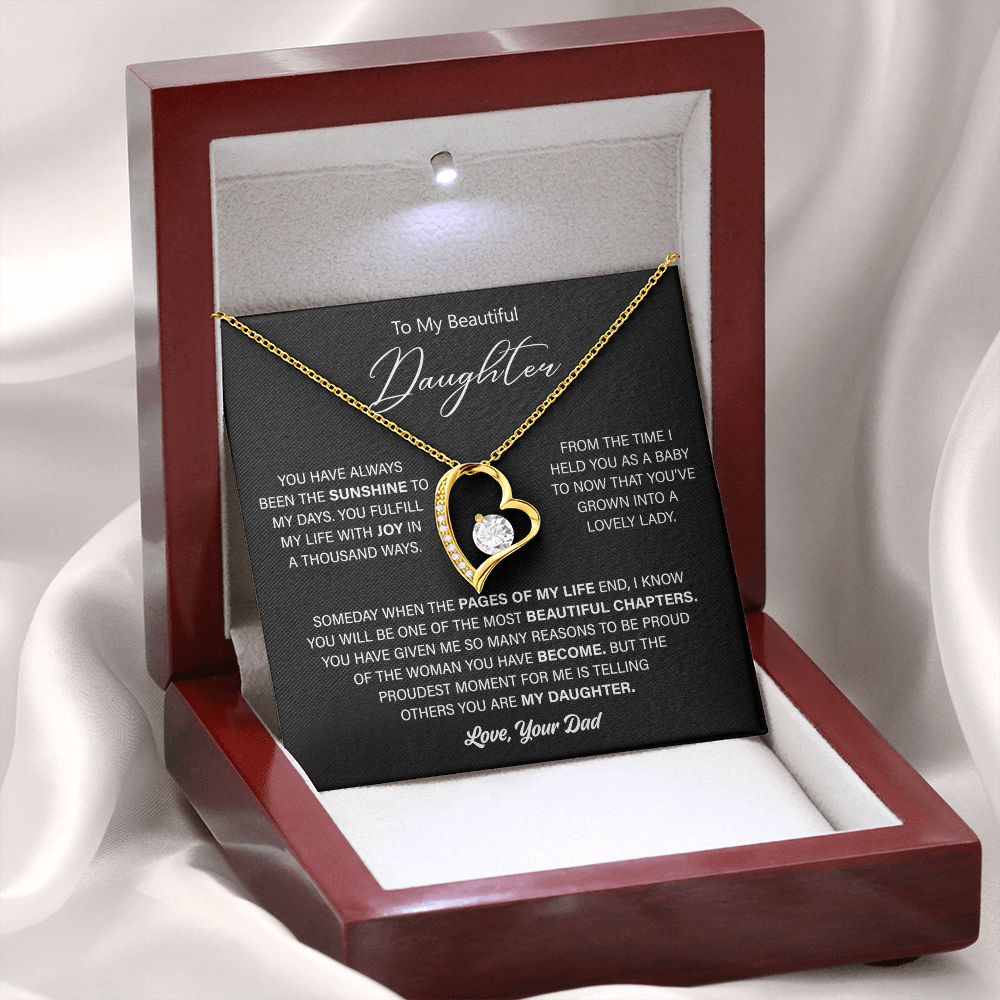 Gift For Daughter From Dad - Gold Heart Necklace