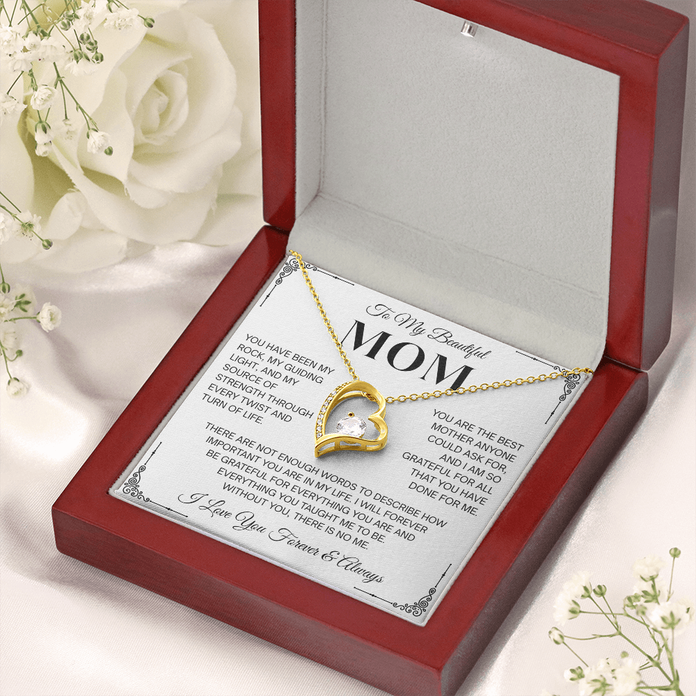 To My Beautiful Mom Heartfelt Necklace – Forever Love Keepsake Gift