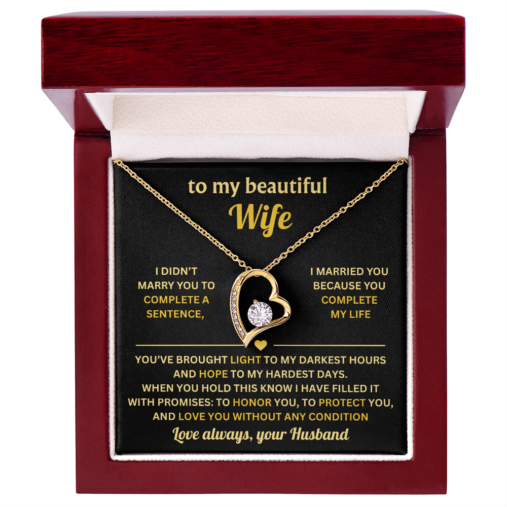 To My Wife Necklace from Husband, Wife Birthday Gifts