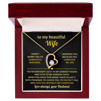 To My Wife Necklace from Husband, Wife Birthday Gifts