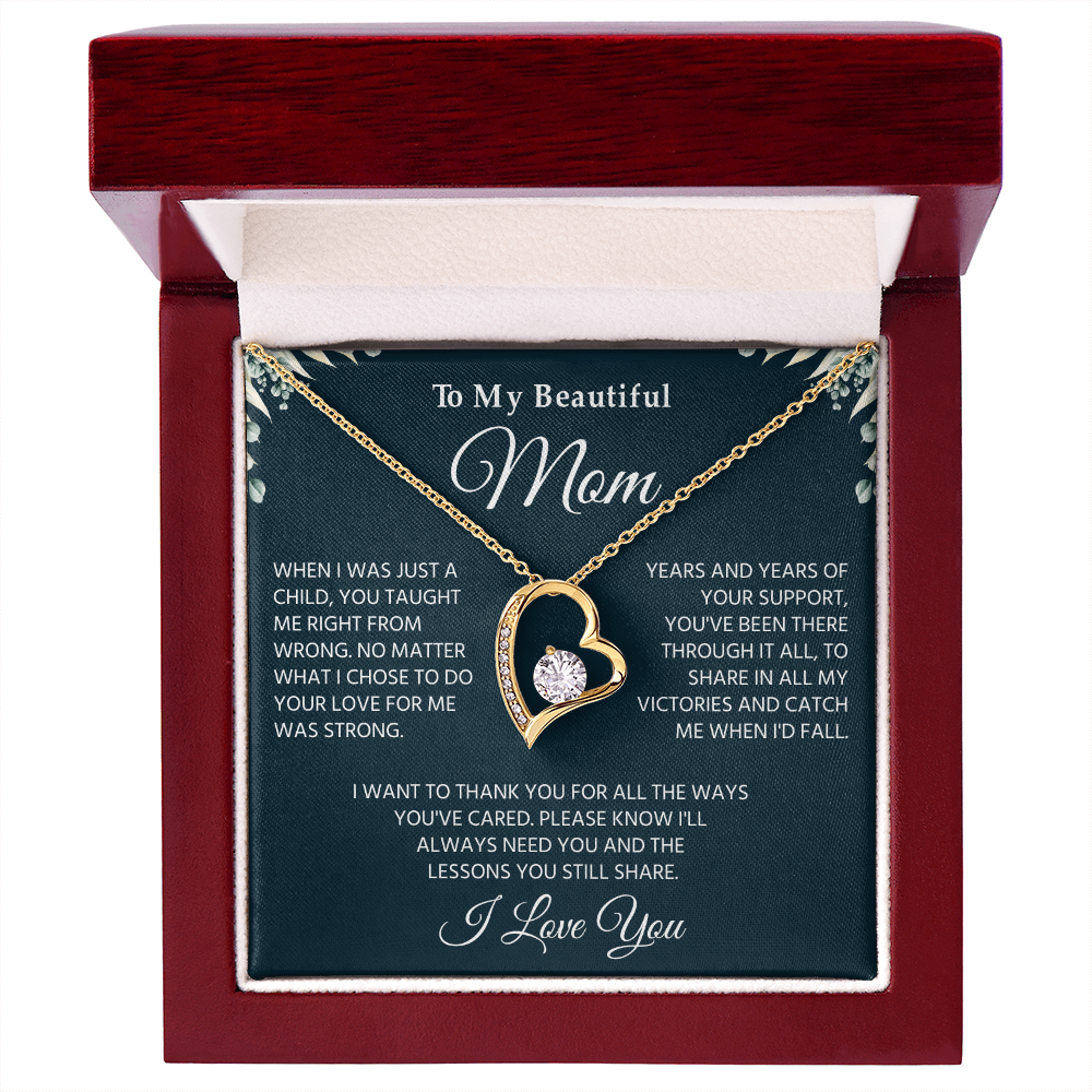 To My Mom Necklace, Sentimental Jewelry Gift From Son With Heartfelt Message