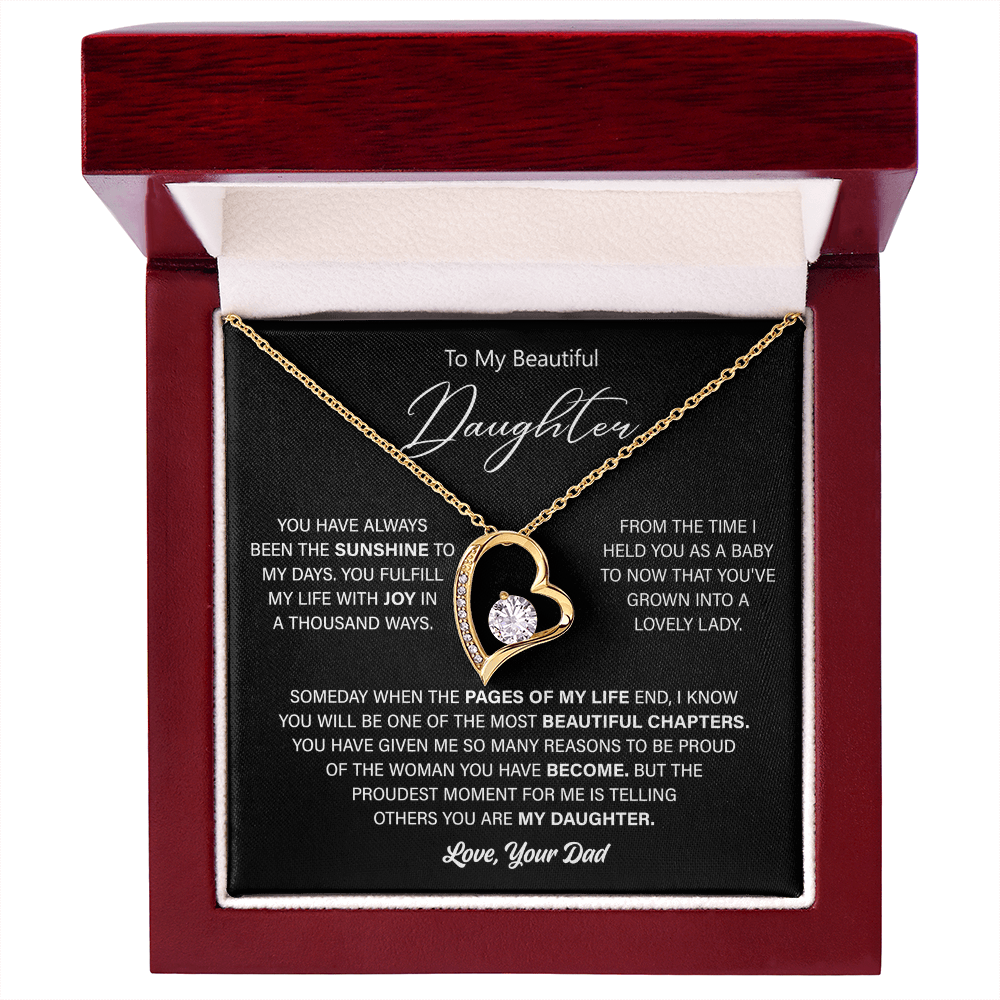 Gift For Daughter From Dad - Gold Heart Necklace