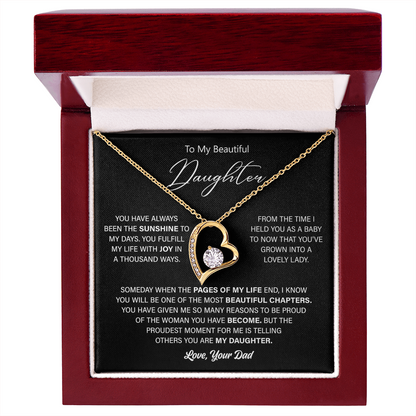 Gift For Daughter From Dad - Gold Heart Necklace