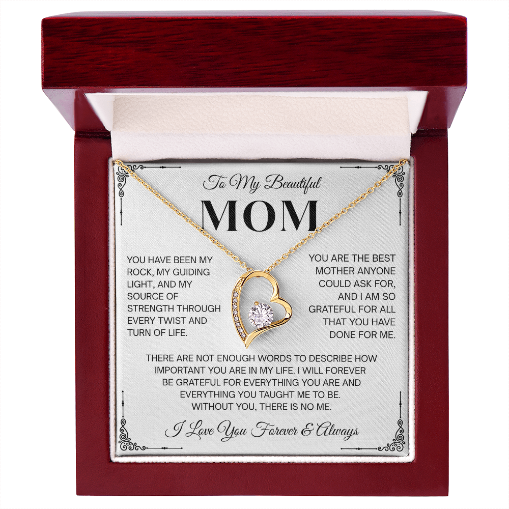 To My Beautiful Mom Heartfelt Necklace – Forever Love Keepsake Gift