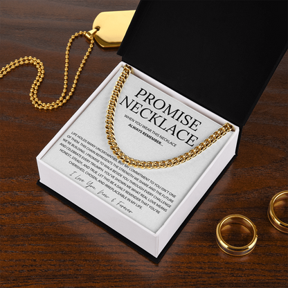 Promise Cuban Chain Necklace for Him, Sentimental Gift for Him