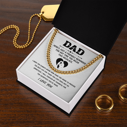 Father's Day Gifts, To My Dad Cuban necklace, Dad Birthday Valentine's Gift From Son or Daughter