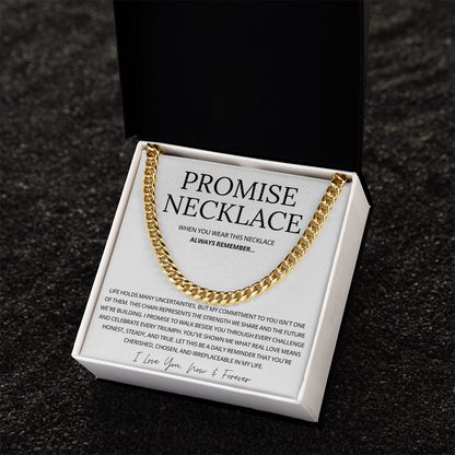Promise Cuban Chain Necklace for Him, Sentimental Gift for Him