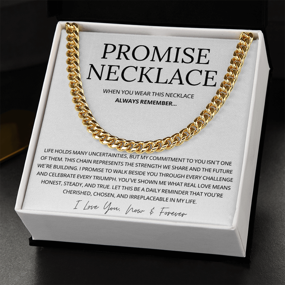 Promise Cuban Chain Necklace for Him, Sentimental Gift for Him