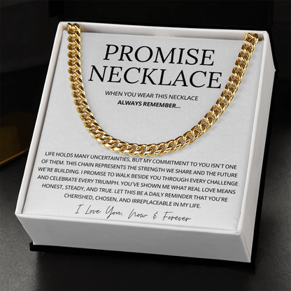 Promise Cuban Chain Necklace for Him, Sentimental Gift for Him