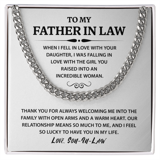 To My Father in law Cuban Link Chain Gifts for Father's day, Best Father's day Gifts, Necklace for Father in law