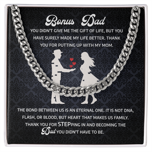 Best Father's day Cuban Chain Necklace Gifts for Stepdad, Personalized Gifts for Step Dad, Bonus Dad Gifts