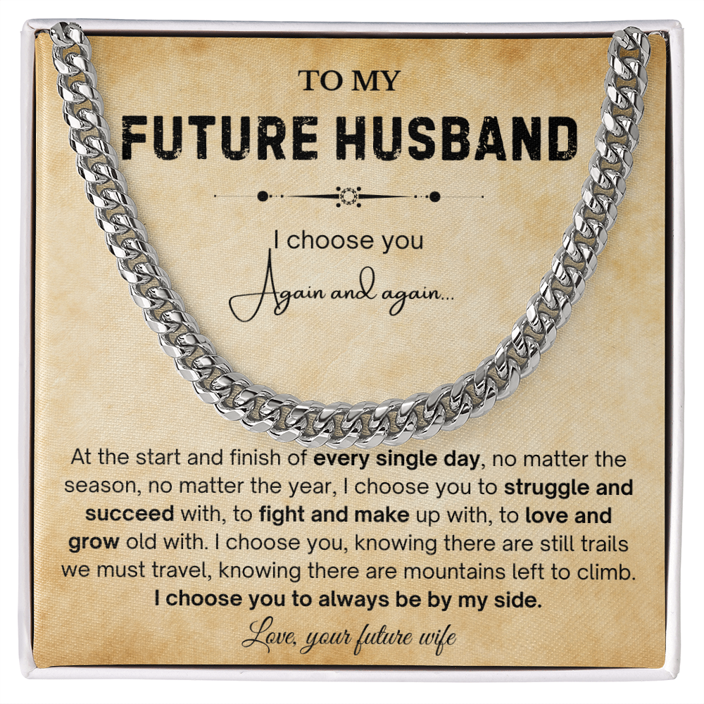 To My Future Husband Necklace, The chain really suits him