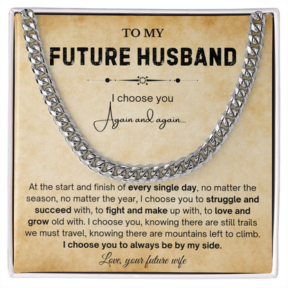 To My Future Husband Necklace, The chain really suits him