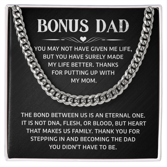 To My Step Dad Father's Day Cuban Chain Necklace Gifts, Birthday Gifrs for stepdad, Step Dad Neckalce Gifts