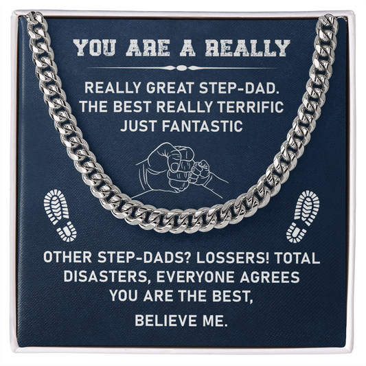 Cuban Chain Necklace for Bonus Dad, Gifts Ideas for Stepdads, Gifts for Bonus Dad, Sentimental Gifts for Stepdad