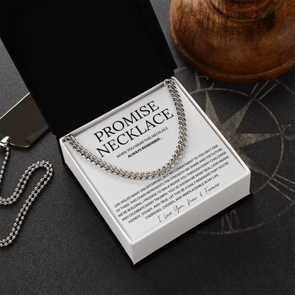 Promise Cuban Chain Necklace for Him, Sentimental Gift for Him