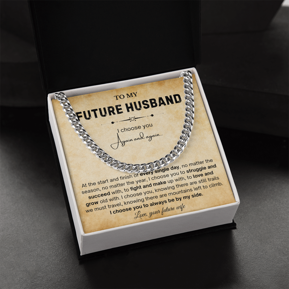 To My Future Husband Necklace, The chain really suits him