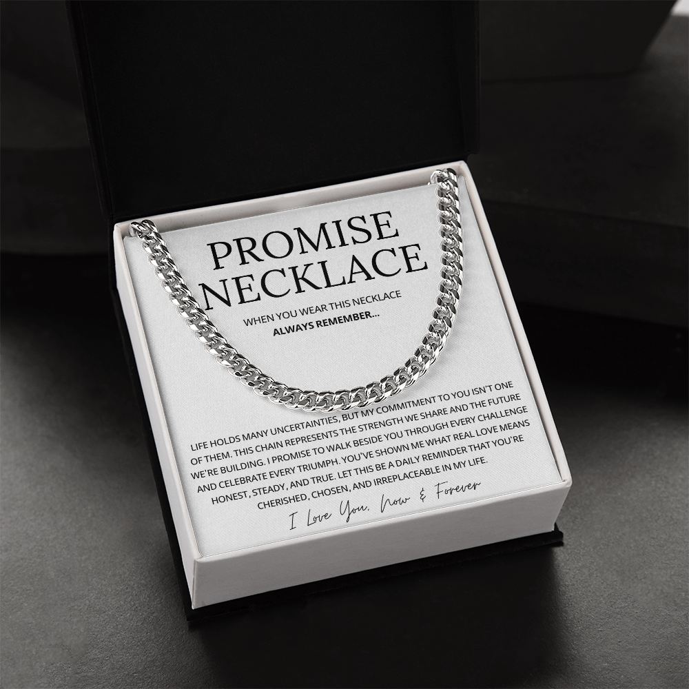 Promise Cuban Chain Necklace for Him, Sentimental Gift for Him