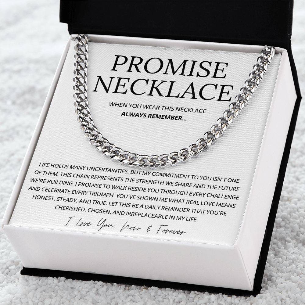 Promise Cuban Chain Necklace for Him, Sentimental Gift for Him