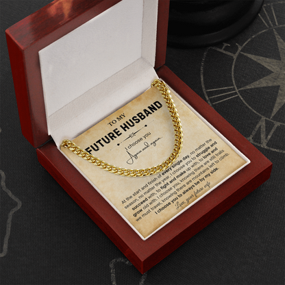 To My Future Husband Necklace, The chain really suits him