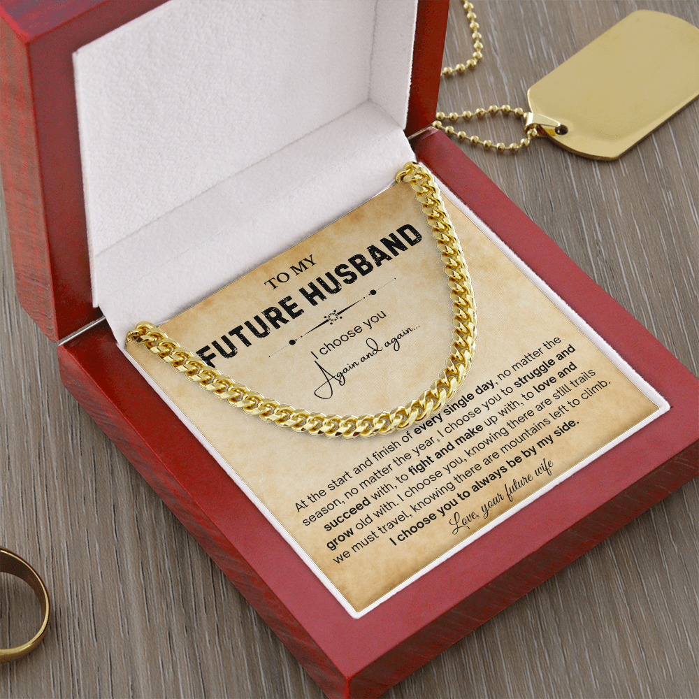 To My Future Husband Necklace, The chain really suits him
