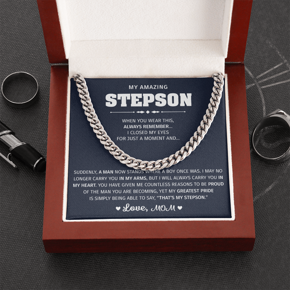 Stepson Necklace From Dad & Mom - Gifts for Stepson