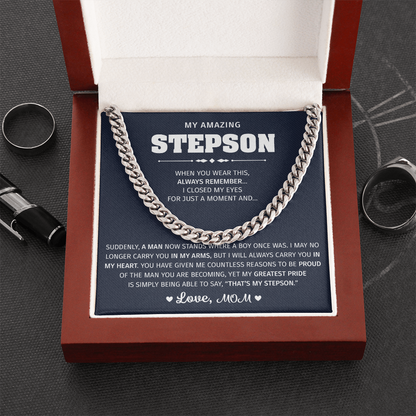 Stepson Necklace From Dad & Mom - Gifts for Stepson