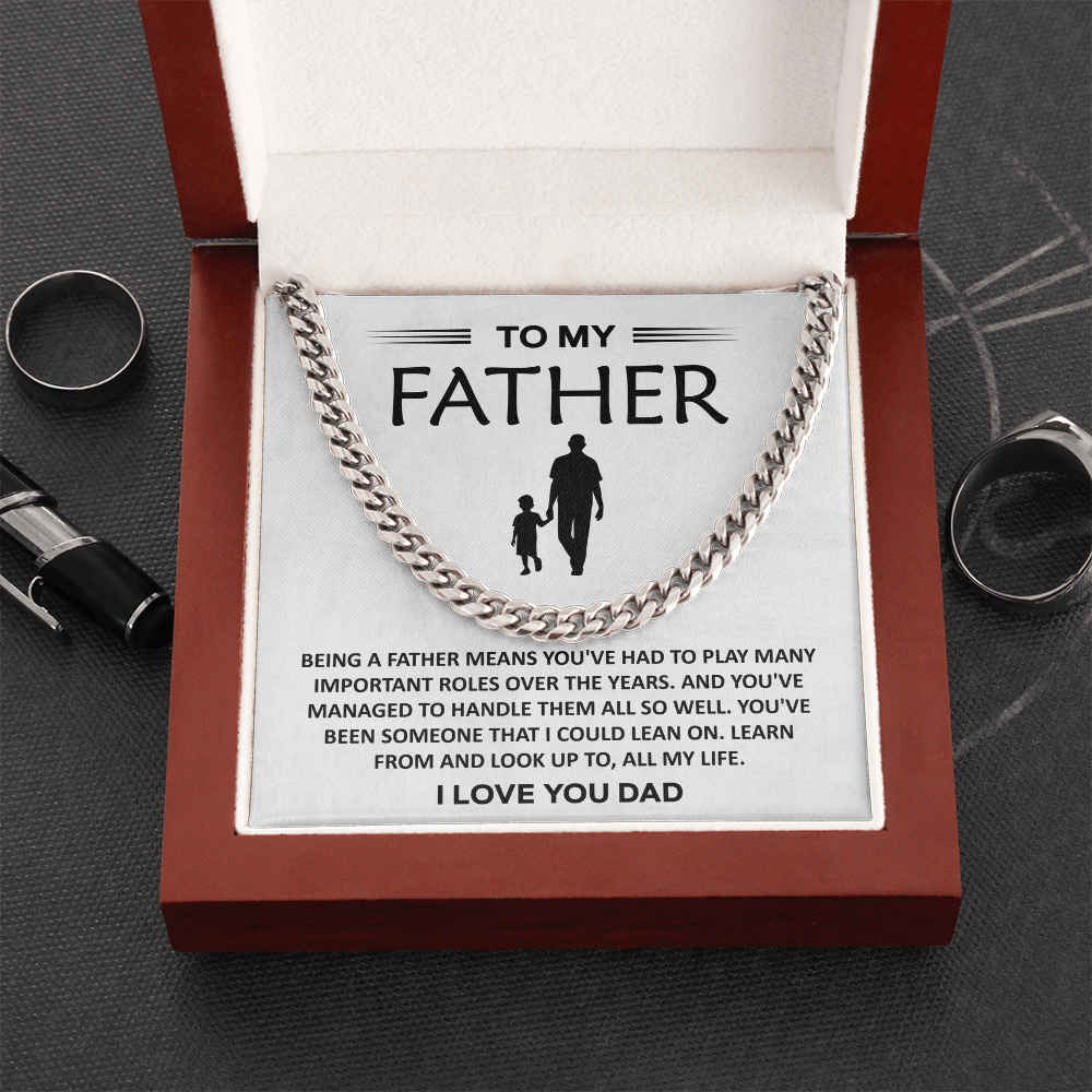 Father's Day Necklace Gifts for Dad - Cuban Chain Necklace, Birthday Gifts for Dad, Dad Gifts from Daughter