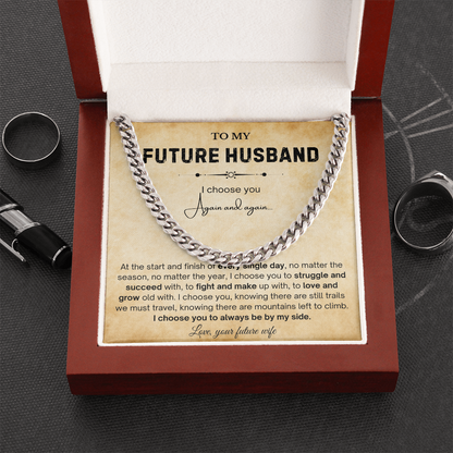 To My Future Husband Necklace, The chain really suits him