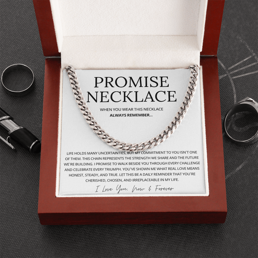 Promise Cuban Chain Necklace for Him, Sentimental Gift for Him