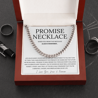 Promise Cuban Chain Necklace for Him, Sentimental Gift for Him