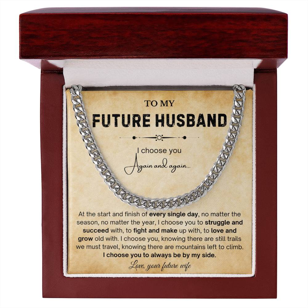 To My Future Husband Necklace, The chain really suits him