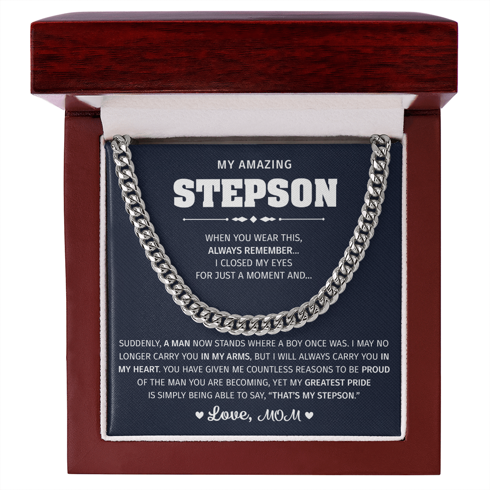 Stepson Necklace From Dad & Mom - Gifts for Stepson