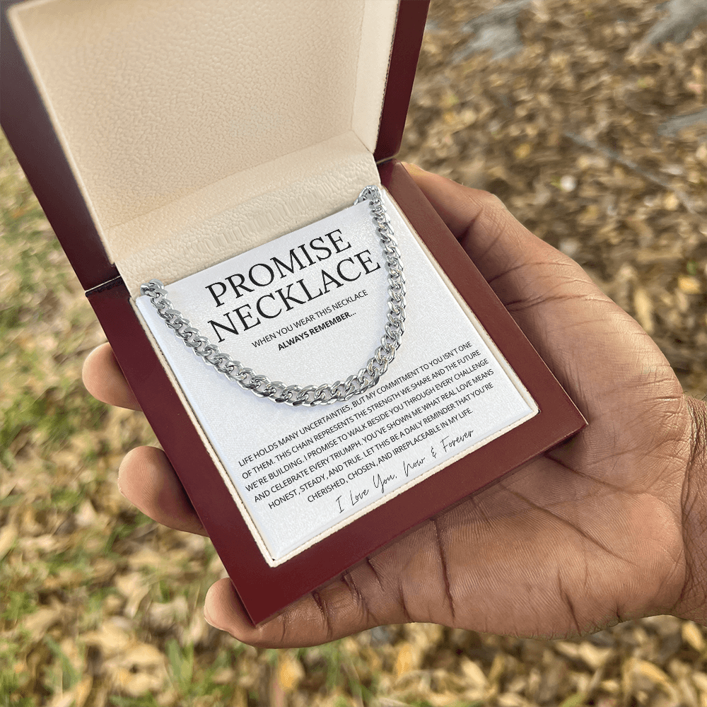 Promise Cuban Chain Necklace for Him, Sentimental Gift for Him