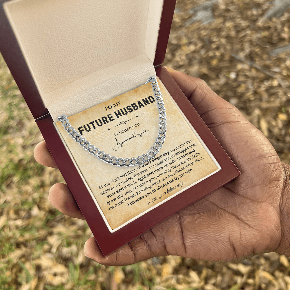 To My Future Husband Necklace, The chain really suits him