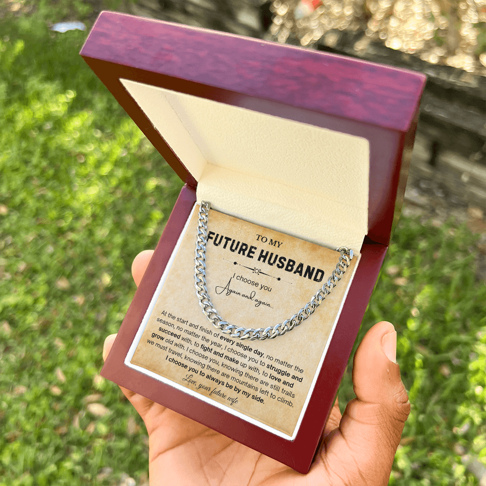 To My Future Husband Necklace, The chain really suits him