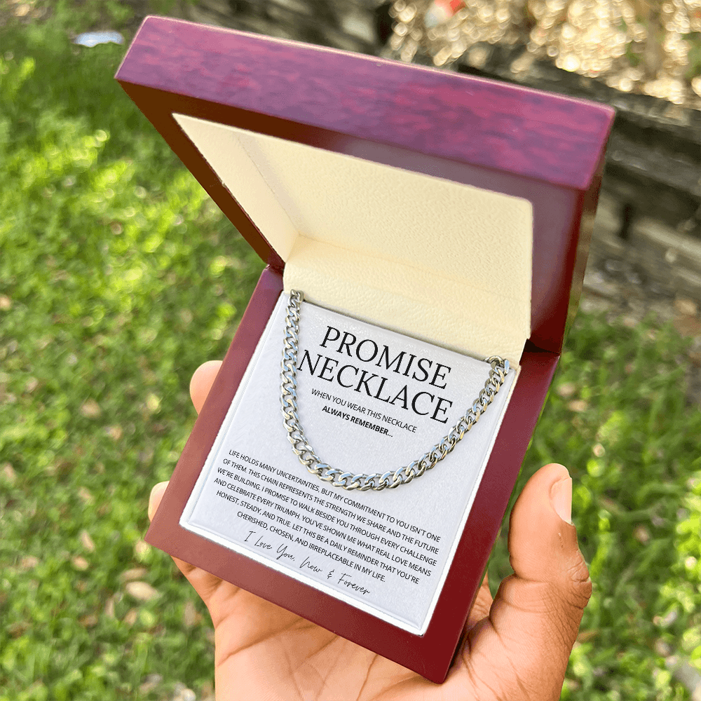 Promise Cuban Chain Necklace for Him, Sentimental Gift for Him