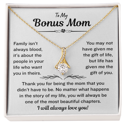 Bonus Mom Necklace From Bonus Daughter,  Alluring Beauty Necklace