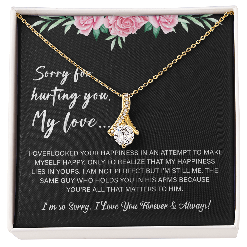 necklace with an apology message