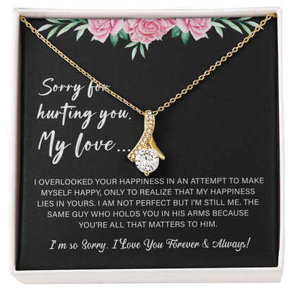 necklace with an apology message