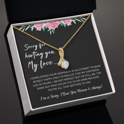 necklace with an apology message
